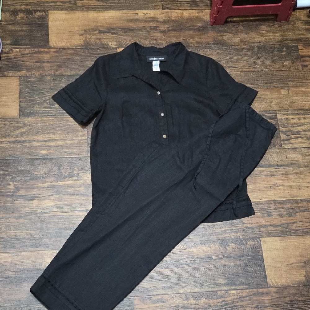 Sag Harbor Black Button-Up Jumpsuit